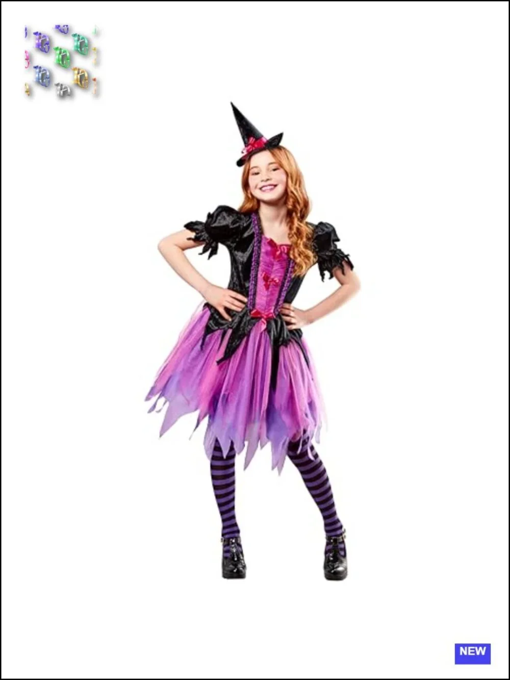 Girls Witch Costume Dress with Headband Halloween Cosplay
